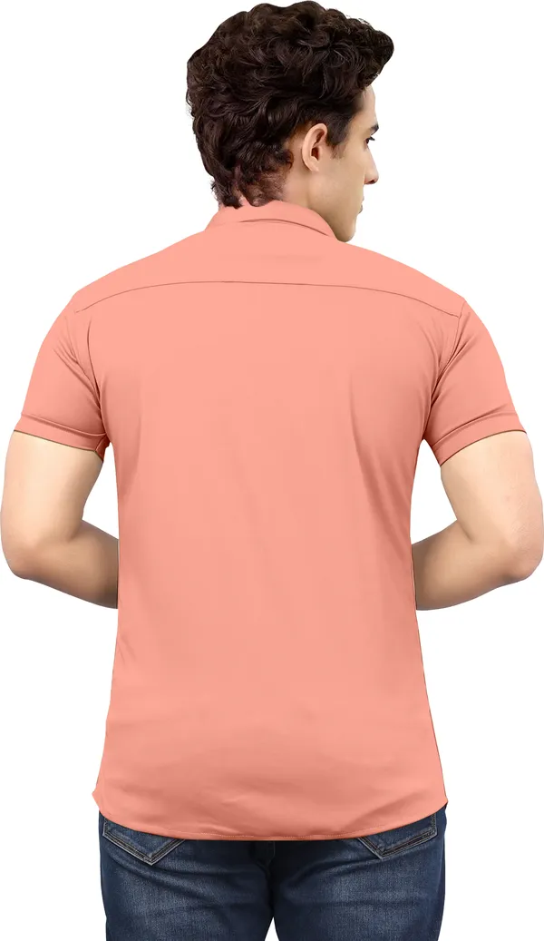 Peach_Lycra_Blend_Solid_Short_Sleeve_Casual_Wear_Shirt
