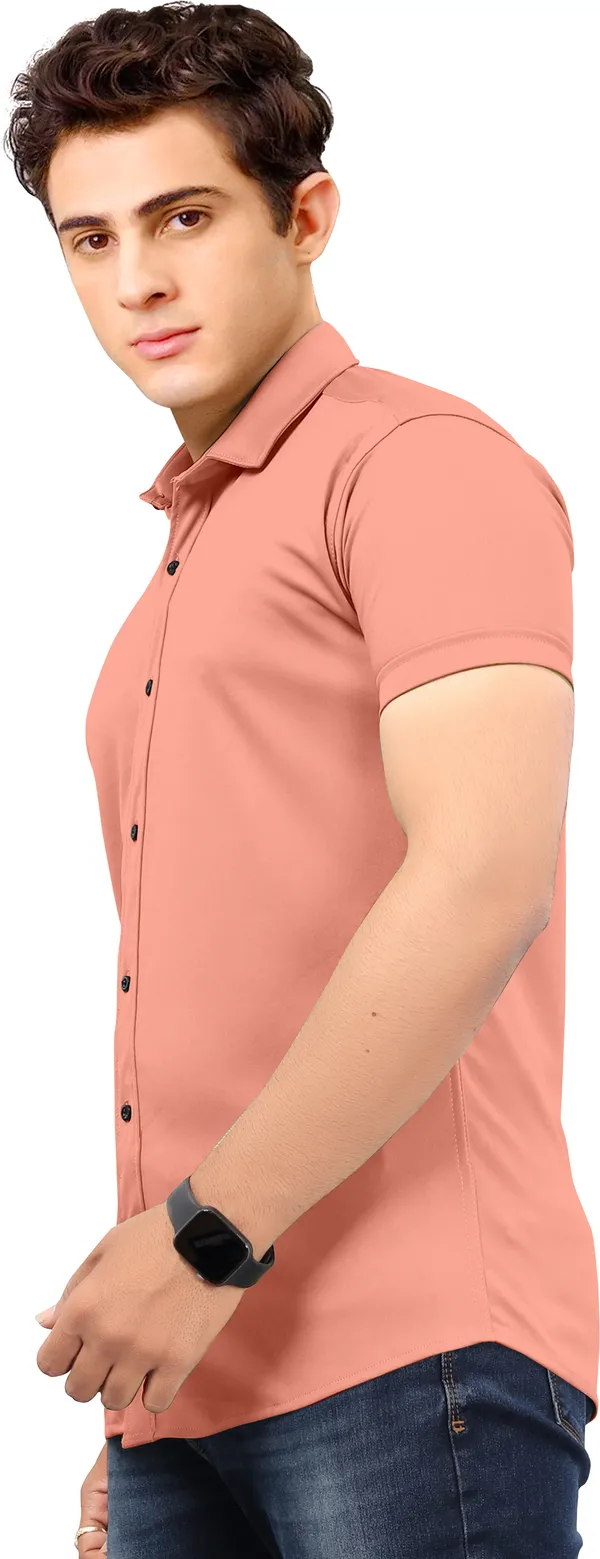 Peach_Lycra_Blend_Solid_Short_Sleeve_Casual_Wear_Shirt