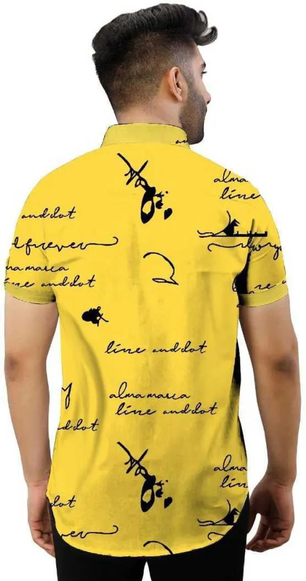 Yellow_Polycotton_Printed_Half_Sleeve_Casual_Wear_Shirt