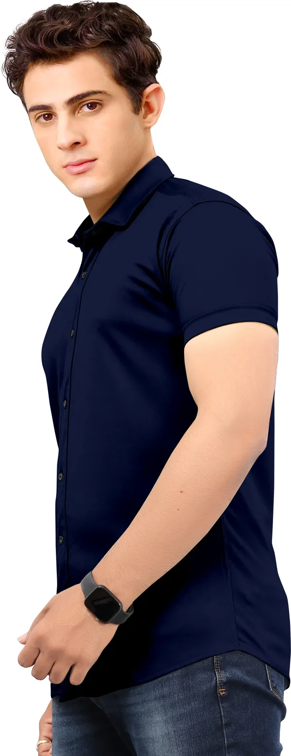 Blue_Lycra_Blend_Solid_Half_Sleeve_Casual_Wear_Shirt