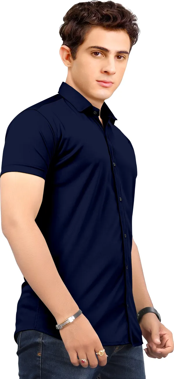 Blue_Lycra_Blend_Solid_Half_Sleeve_Casual_Wear_Shirt