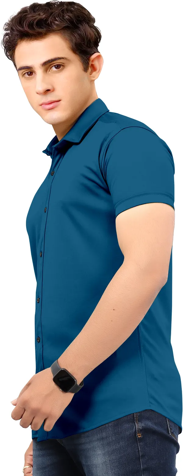 Blue_Lycra_Blend_Solid_Half_Sleeve_Casual_Wear_Shirt