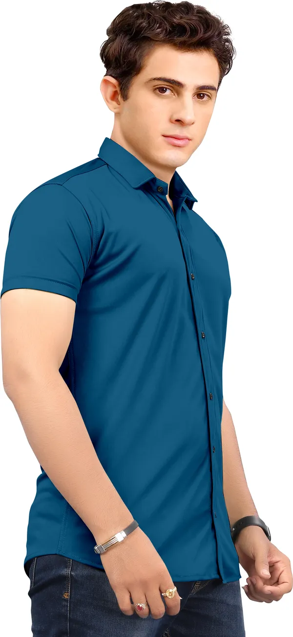 Blue_Lycra_Blend_Solid_Half_Sleeve_Casual_Wear_Shirt