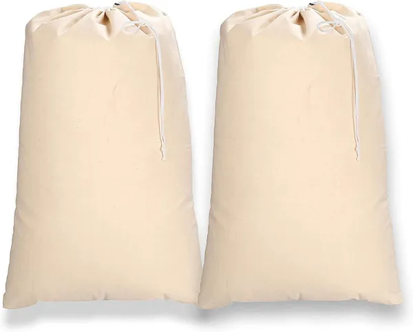 White_Extra_Large_Pure_Cotton_Canvas_Heavy_Duty_Laundry_Bags_-_28x36_Inch_for_navy_and_ship-_Pack_of_-_2