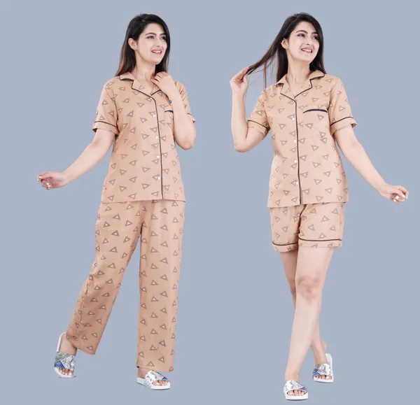 Printed_Brown_Shirt_&_Pyjama_set