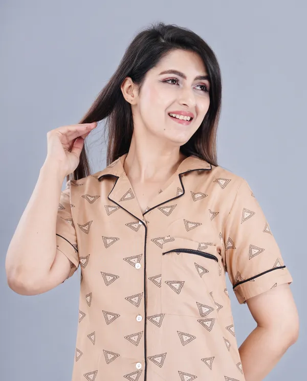 Printed_Brown_Shirt_&_Pyjama_set