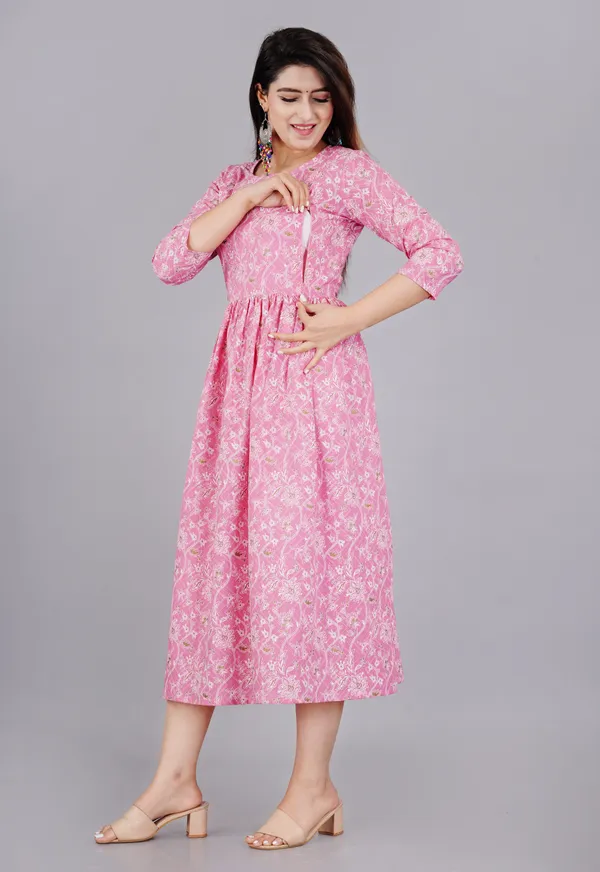 Rayon_Floral_Print_Maternity_Kurta_by_Trendme