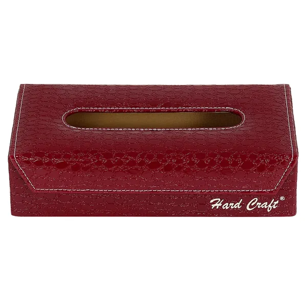 Croco_Texture_PU_Leather_Tissue_Storage_Box_Holder_For__Car_Living_Room_(Maroon)