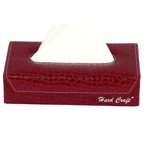 Croco_Texture_PU_Leather_Tissue_Storage_Box_Holder_For__Car_Living_Room_(Maroon)