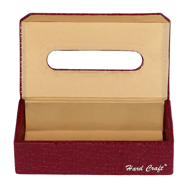 Croco_Texture_PU_Leather_Tissue_Storage_Box_Holder_For__Car_Living_Room_(Maroon)