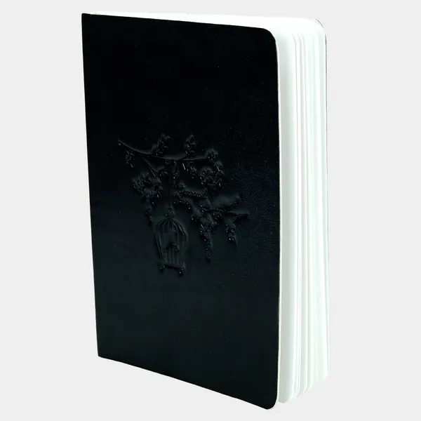 Handmade_Travel_Diary_Gift_For_Men_Women_Faux_Leather_Tree_Bird_Pattern_Embossed_A5_Size_160_pages_For_Office_Journal_Writing_Notebook_Compact_Size_Easy_To_Carry_Black