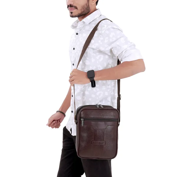 Brown_PU_Leather_Finish_Sling_Hand_Bag_For_Office_Travel_With_10_Inch_Tab_Compartment_For_Men_Women