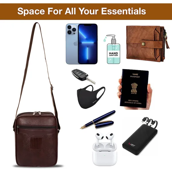 Brown_PU_Leather_Finish_Sling_Hand_Bag_For_Office_Travel_With_10_Inch_Tab_Compartment_For_Men_Women