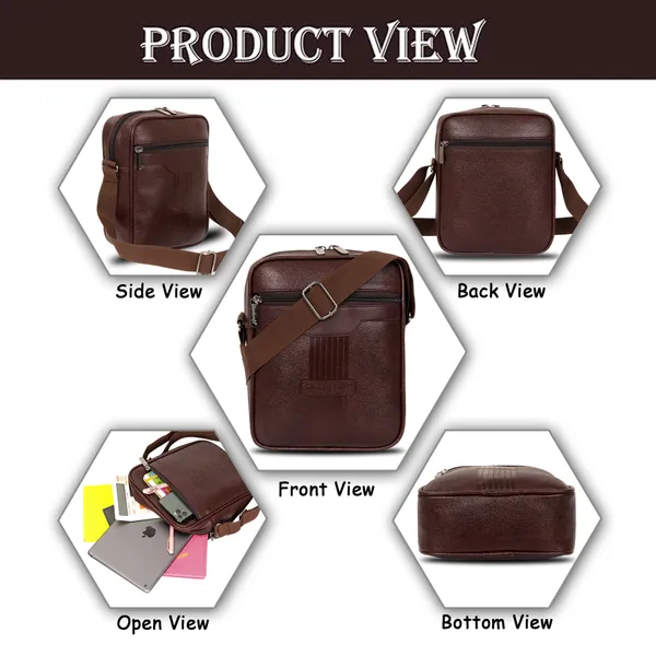 Brown_PU_Leather_Finish_Sling_Hand_Bag_For_Office_Travel_With_10_Inch_Tab_Compartment_For_Men_Women