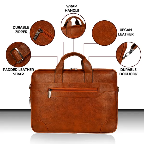Tan_PU_Leather_Finish_Laptop_Messenger_Bag