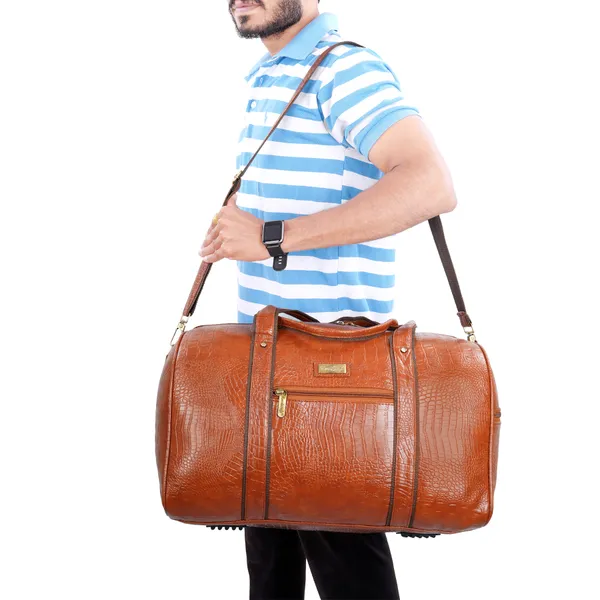 Leather_Duffle_Bag_|_PU_Leather_Croco_Textured_Airbags_Duffel_Bags_For_Travel_Small_Luggage_Handbag_Travelling_Bag