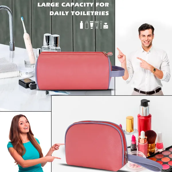 Toiletry_Travel_Washbag_Shaving_Vanity_Makeup_Brush_Holder_Cosmetic_Medicine_Kit_Coin_Organizer_Pouch_Bag_for_Men_Women_Pack_Of_2_Pcs_(1_Round_&_1_Rectangular)
