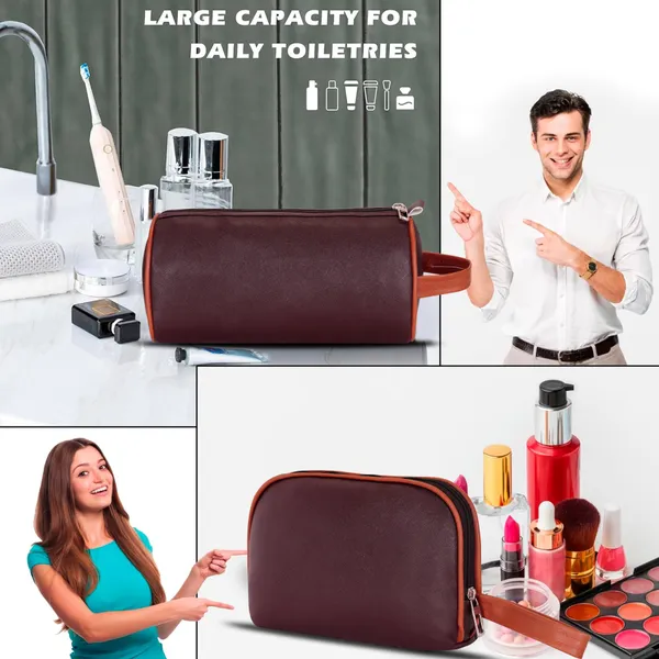 Toiletry_Travel_Washbag_Shaving_Vanity_Makeup_Brush_Holder_Cosmetic_Medicine_Kit_Coin_Organizer_Pouch_Bag_for_Men_Women_Pack_Of_2_Pcs_(1_Round_&_1_Rectangular)