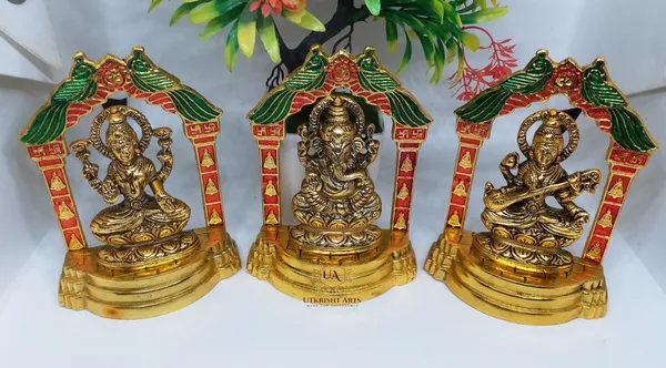 Gold_Plated_Metal_Handcrafted_Laxmi_Ganesh_Saraswati_Statue_Decorative_Showpiece