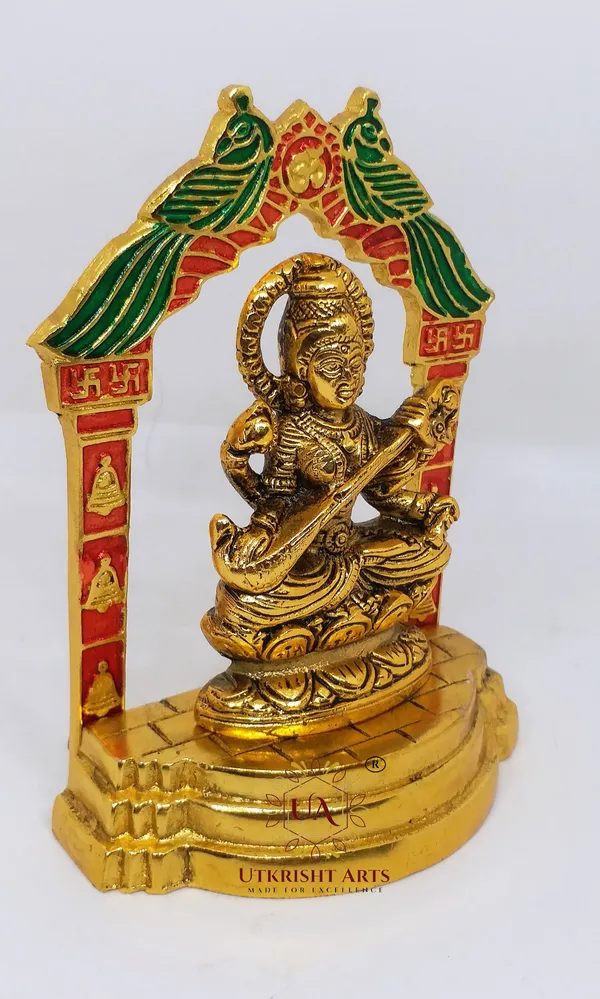 Gold_Plated_Metal_Handcrafted_Laxmi_Ganesh_Saraswati_Statue_Decorative_Showpiece