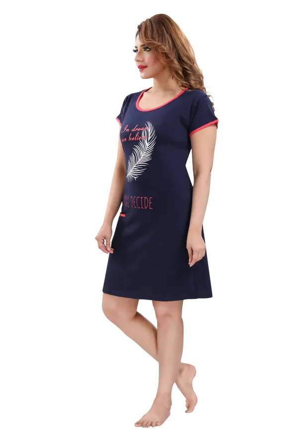 Dark_Blue_Cotton_Blend_Printed_Knee_Length_Night_Dress_For_Women