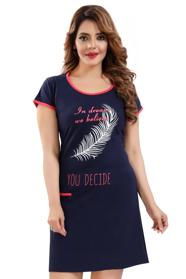 Dark_Blue_Cotton_Blend_Printed_Knee_Length_Night_Dress_For_Women