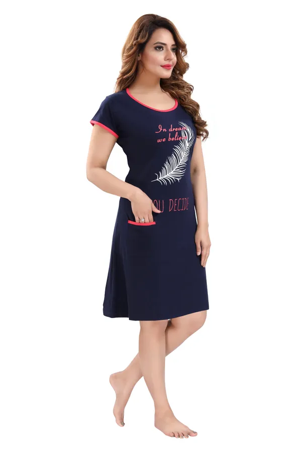 Dark_Blue_Cotton_Blend_Printed_Knee_Length_Night_Dress_For_Women