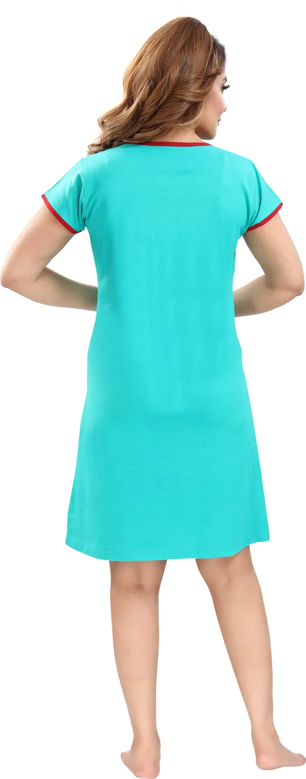 Dark_Green_Cotton_Blend_Printed_Knee_Length_Night_Dress_For_Women