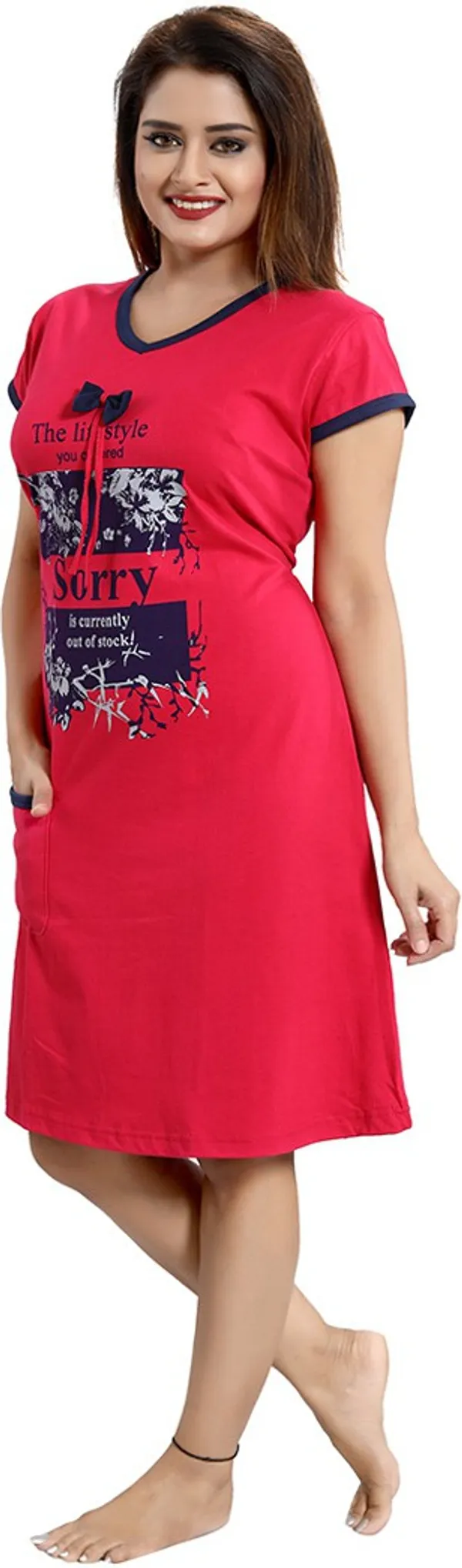 Pink_Cotton_Blend_Printed_Knee_Length_Night_Dress_For_Women