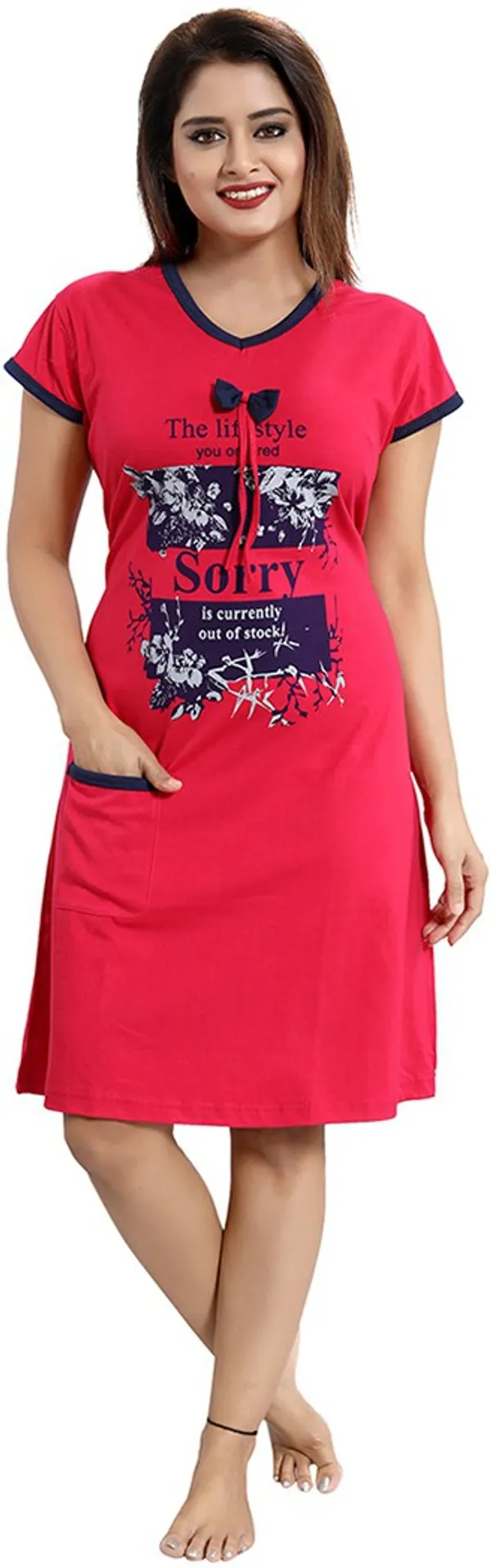Pink_Cotton_Blend_Printed_Knee_Length_Night_Dress_For_Women