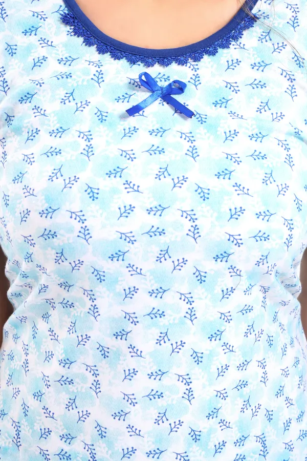 Light_Blue_Cotton_Blend_Printed_Knee_Length_Night_Dress_For_Women