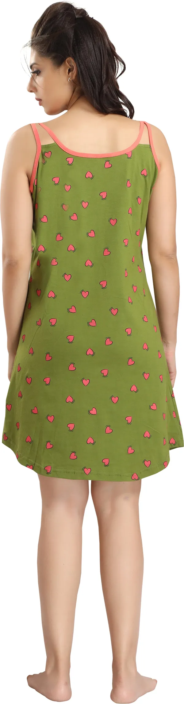Dark_Green_Cotton_Blend_Printed_Knee_Length_Night_Dress_For_Women