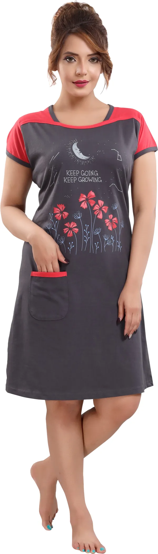 Grey_Cotton_Blend_Printed_Knee_Length_Night_Dress_For_Women