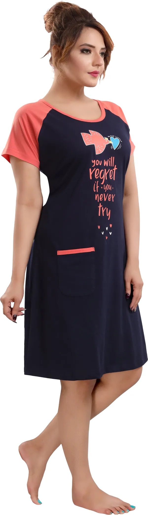 Dark_Blue_Cotton_Blend_Printed_Knee_Length_Night_Dress_For_Women