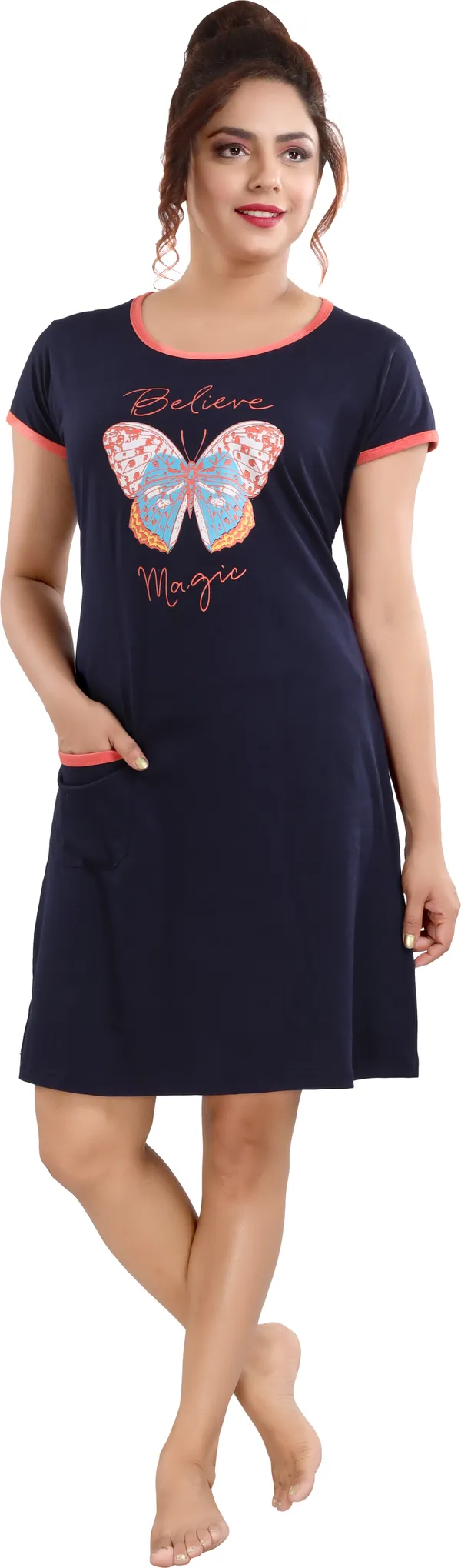 Dark_Blue_Cotton_Blend_Printed_Knee_Length_Night_Dress_For_Women