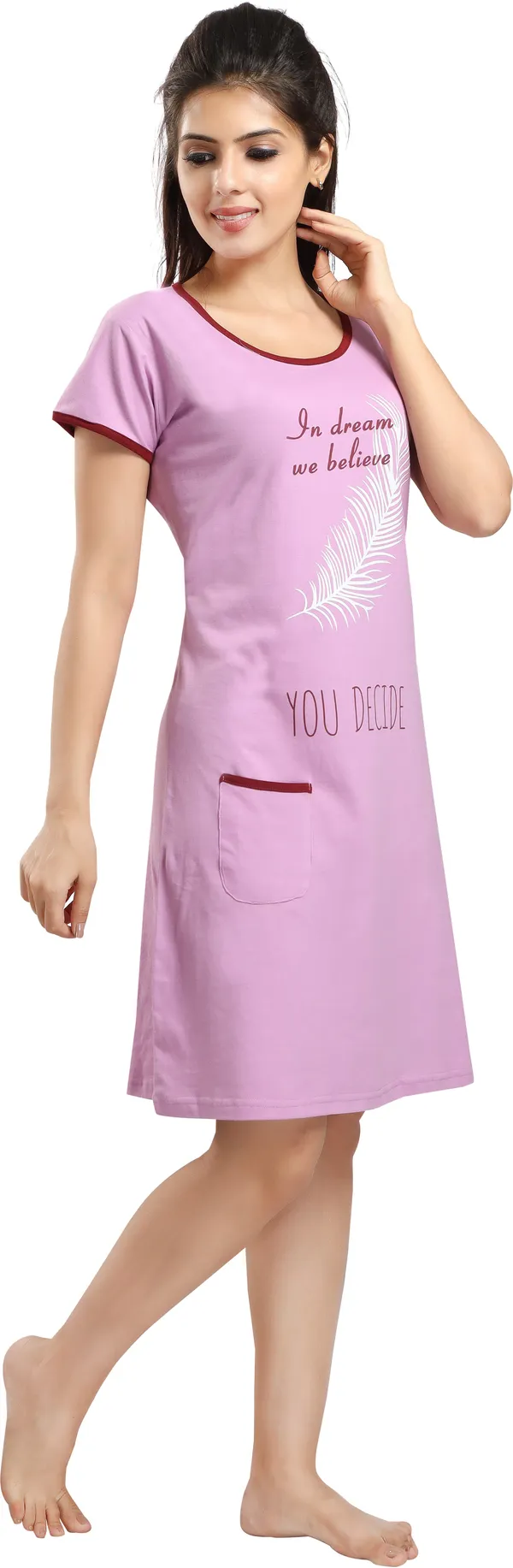 Light_Blue_Cotton_Blend_Printed_Knee_Length_Night_Dress_For_Women