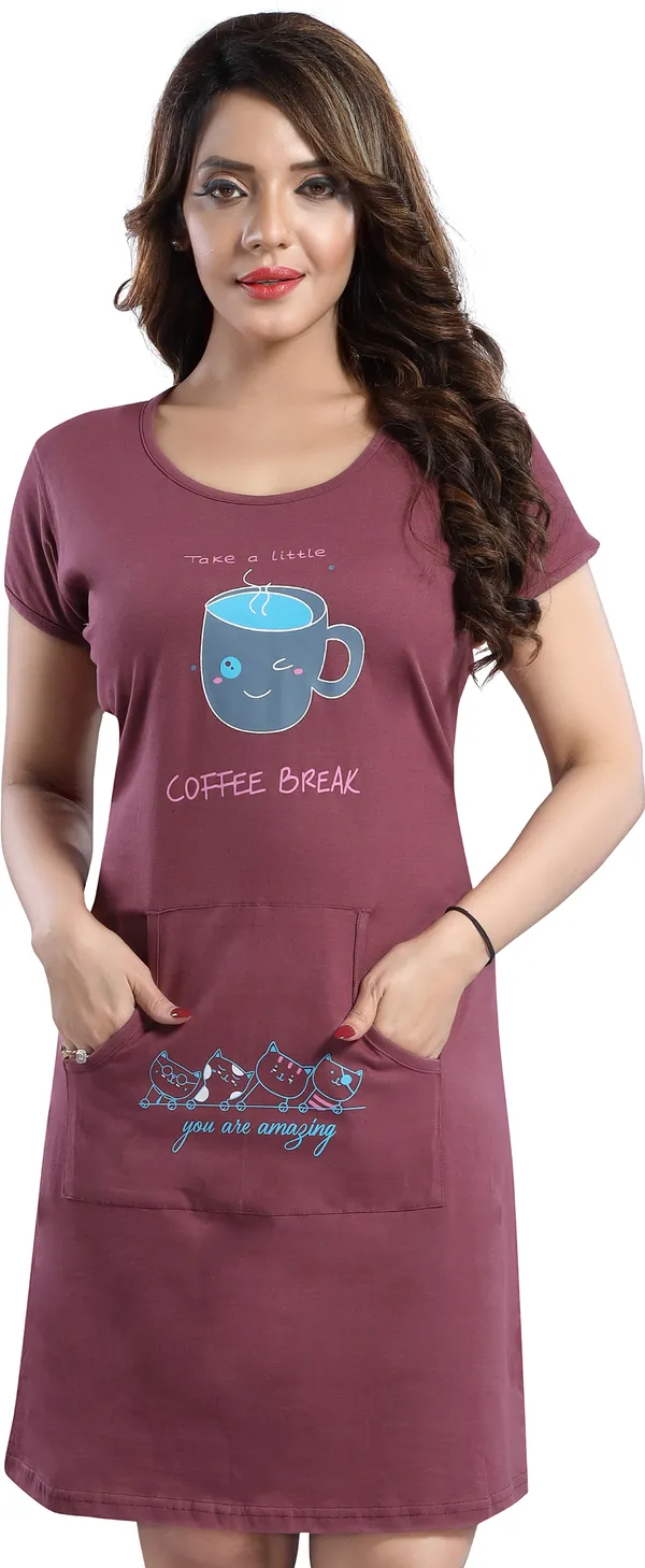 Maroon_Cotton_Blend_Printed_Knee_Length_Nighty_For_Women