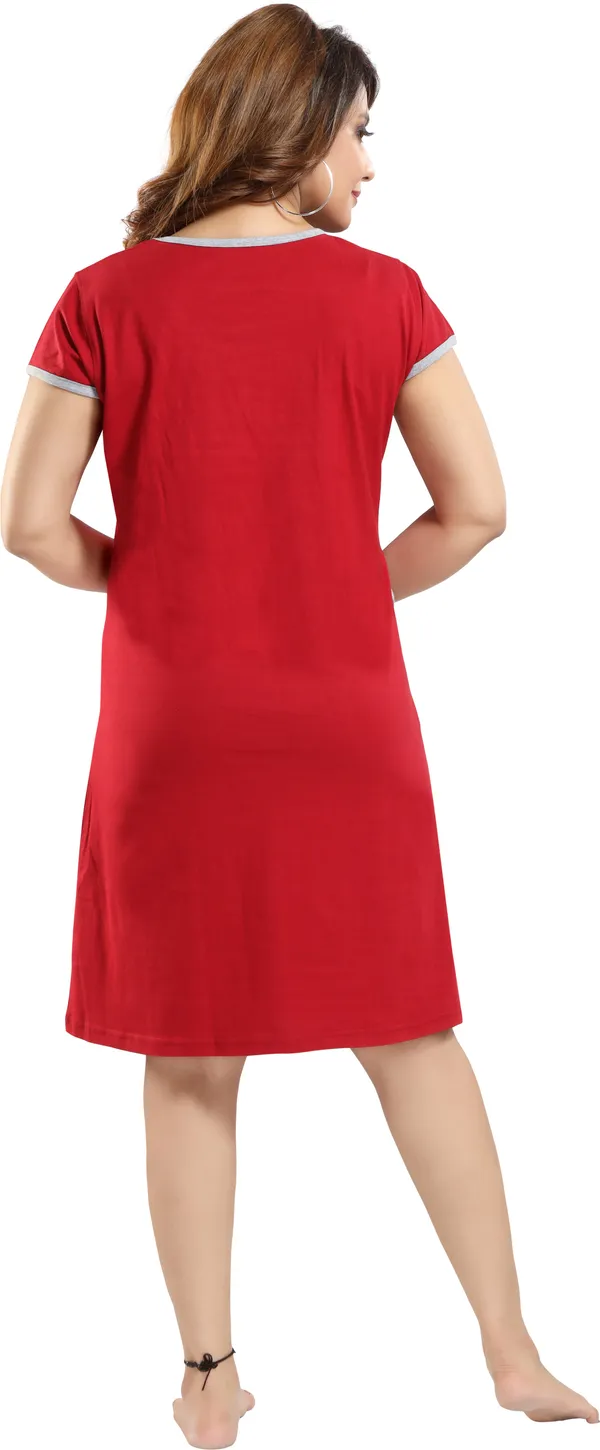 Maroon_Cotton_Blend_Printed_Knee_Length_Night_Dress_For_Women