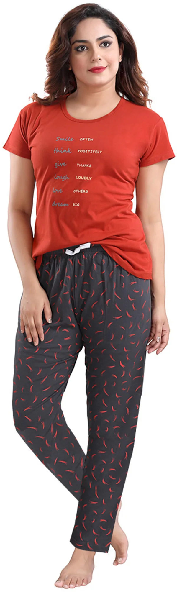 Maroon_&_Grey_Cotton_Blend_Printed_Top_&_Pyjama_Set_For_Women