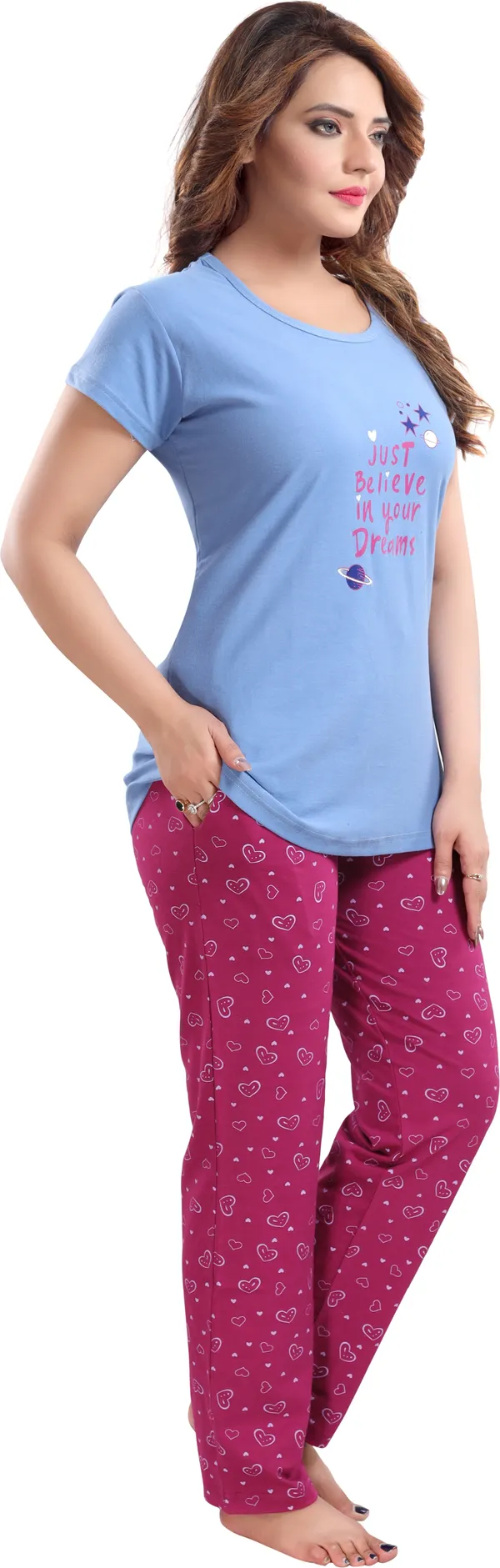 Light_Blue_&_Purple_Cotton_Blend_Printed_Top_&_Pyjama_Set_For_Women