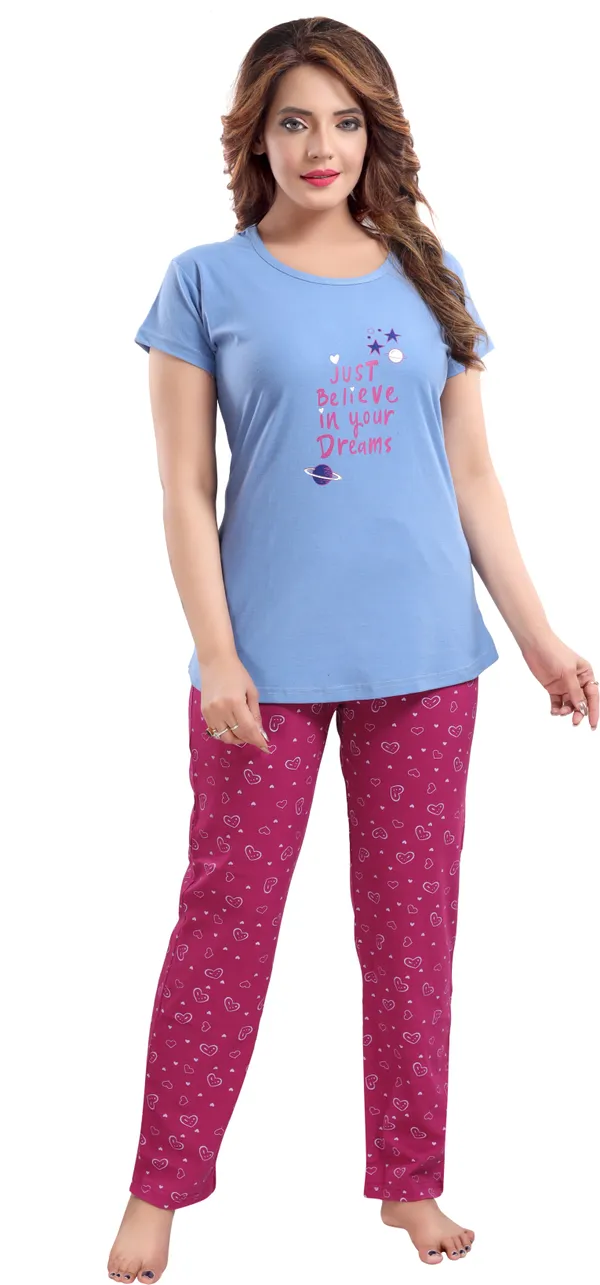 Light_Blue_&_Purple_Cotton_Blend_Printed_Top_&_Pyjama_Set_For_Women