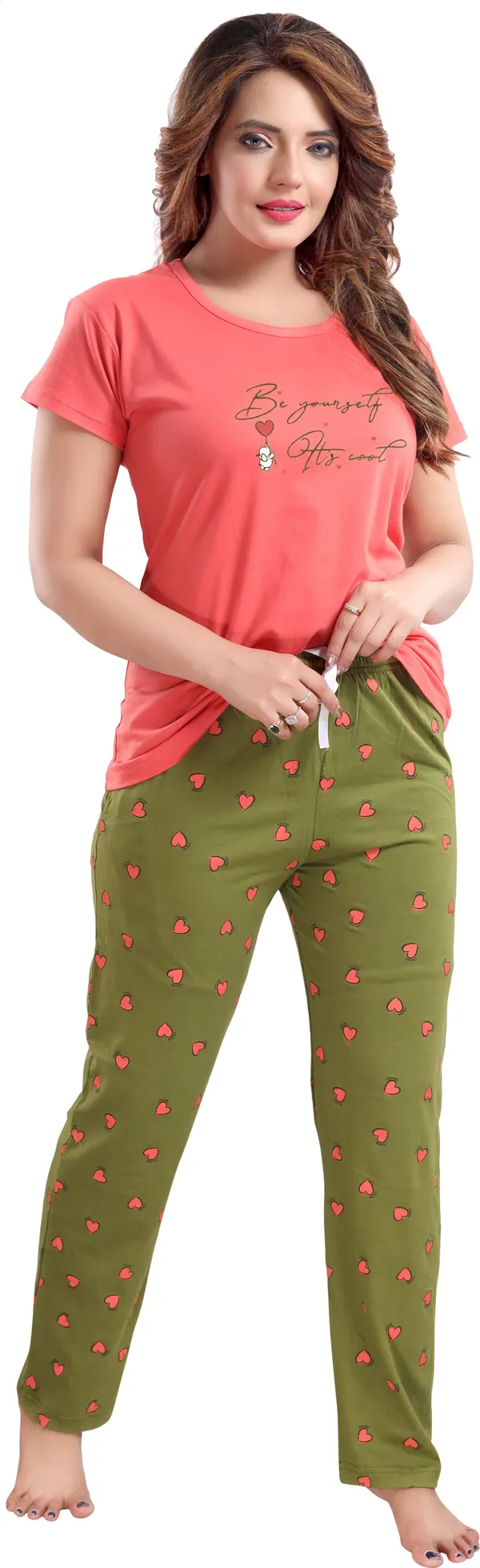 Pink_&_Green_Cotton_Blend_Graphic_Print_Top_&_Pyjama_Set_For_Women