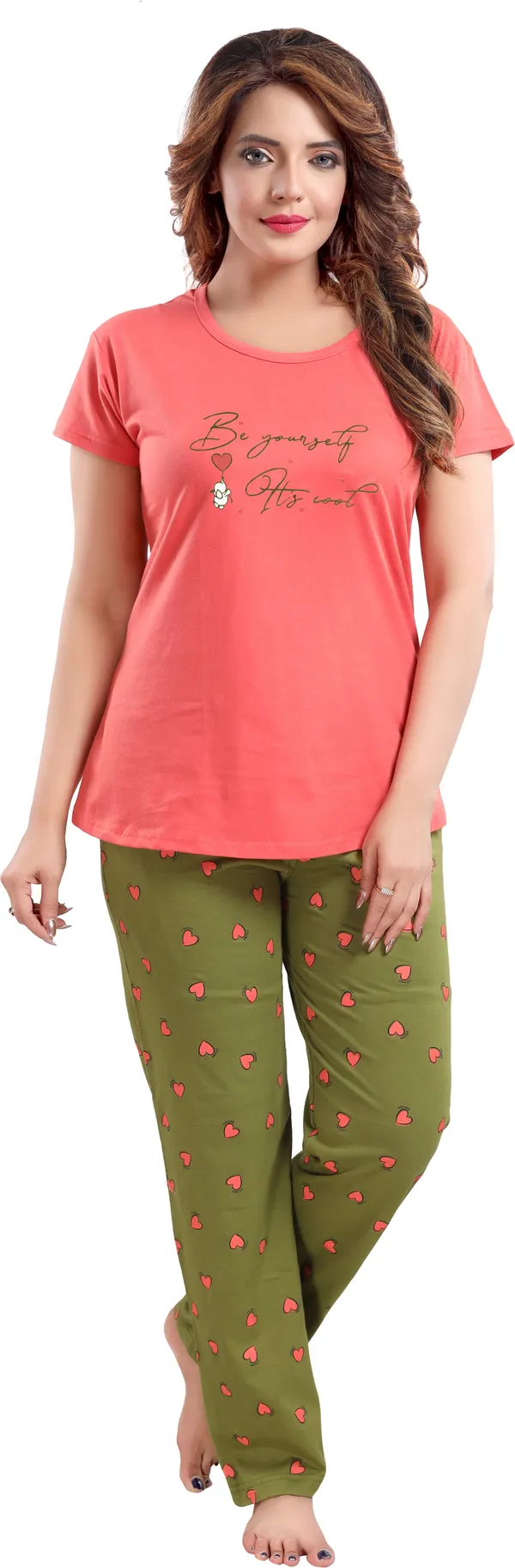 Pink_&_Green_Cotton_Blend_Graphic_Print_Top_&_Pyjama_Set_For_Women