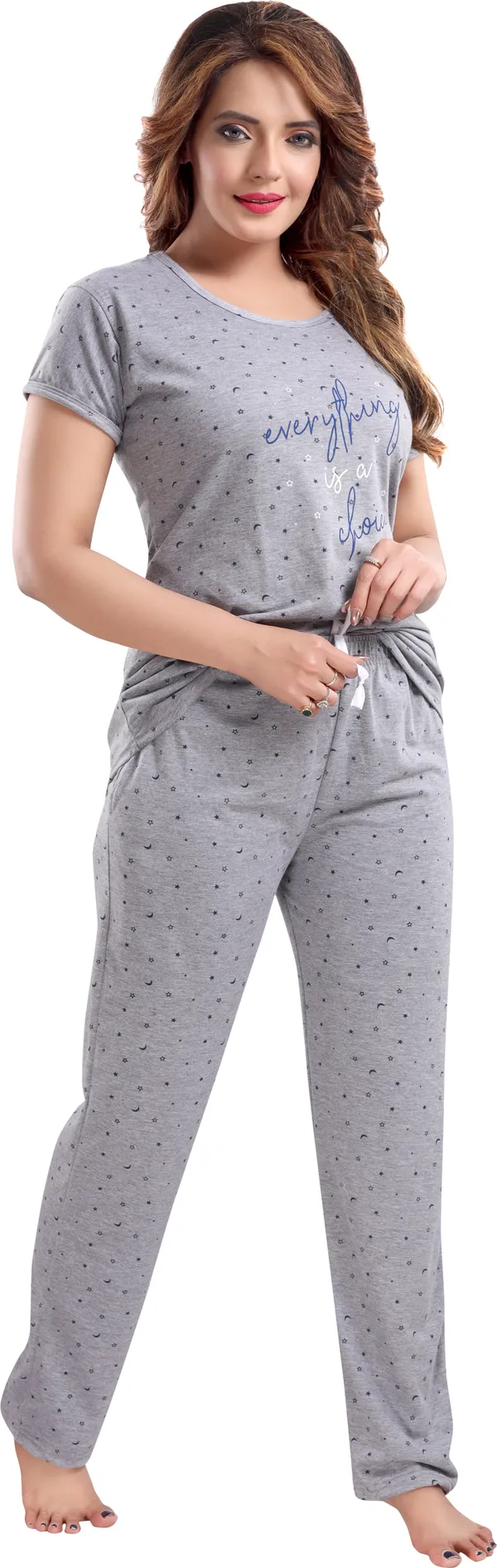 Grey_Cotton_Blend_Graphic_Print_Top_&_Pyjama_Set_For_Women