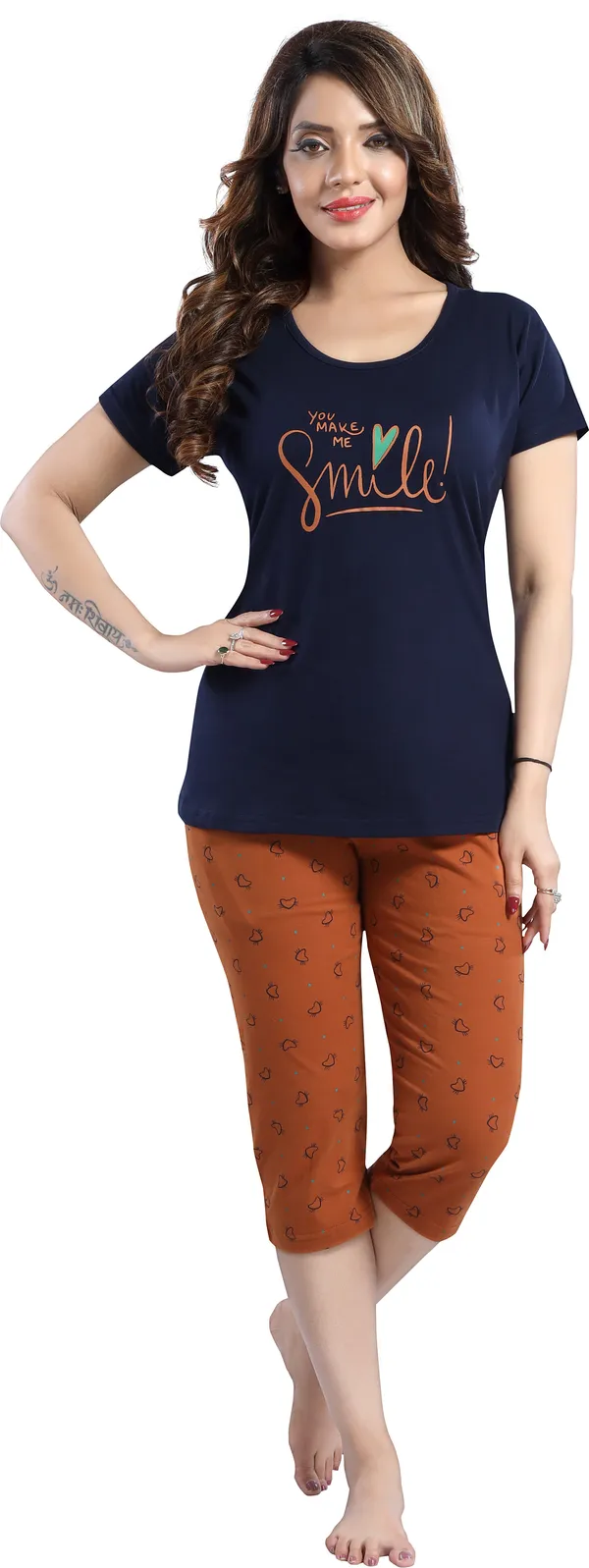 Dark_Blue_Cotton_Blend_Printed_Top_&_Pyjama_Set_For_Women