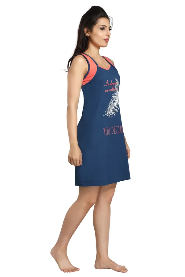Blue_Cotton_Blend_Printed_Knee_Length_Night_Dress_For_Women