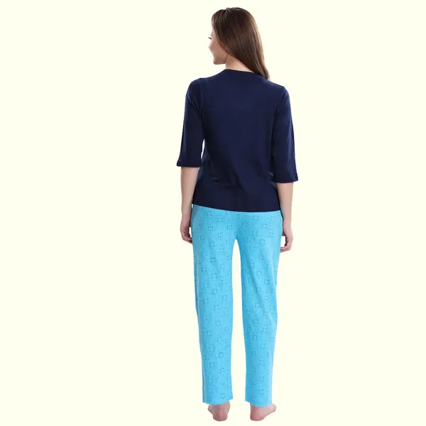 Blue_Cotton_Blend_Printed_Top_&_Pyjama_Set_For_Women