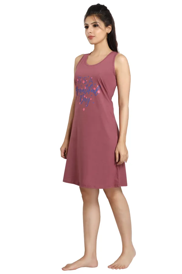 Maroon_Cotton_Blend_Printed_Knee_Length_Nighty_For_Women