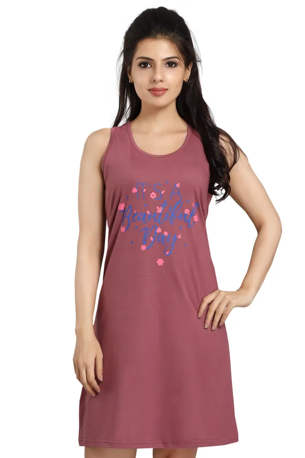 Maroon_Cotton_Blend_Printed_Knee_Length_Nighty_For_Women