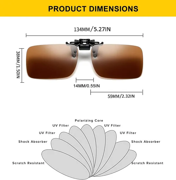 AEC_Shooter_Polarized_Clip-On_Aviator_Driving_Unisex_Sunglasses_Attaches_On_Spectacle_Frame